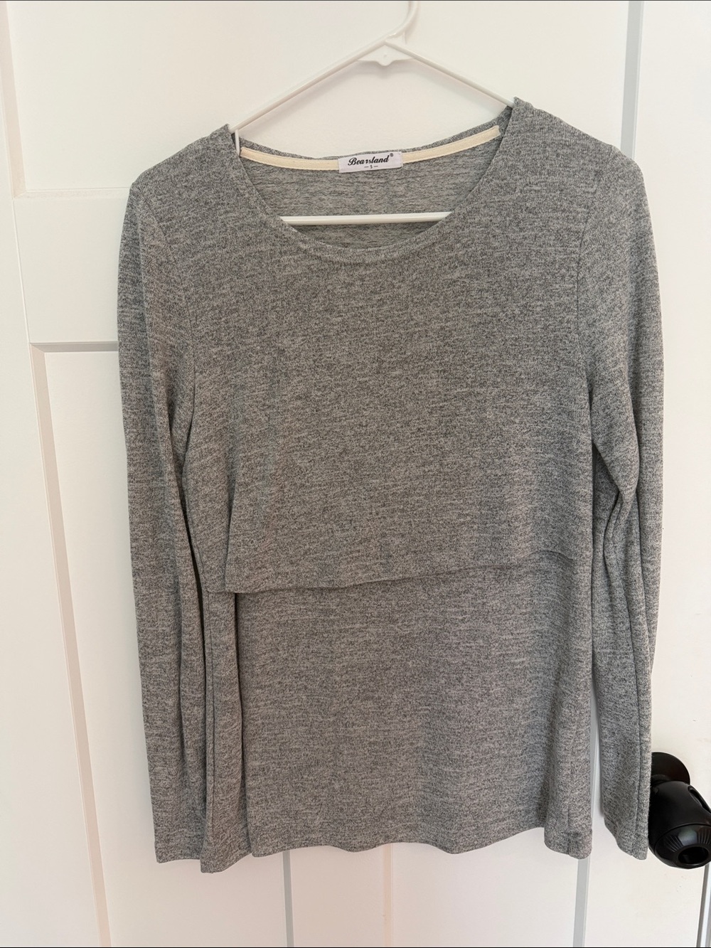 Bearsland Gray Layered Long-Sleeve Nursing Top